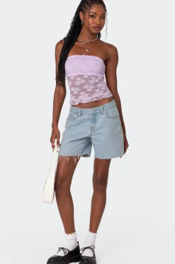 Ballet Sheer Lace Tube Top
