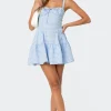 Basil Cupped Gingham Mini Dress