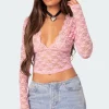 Beck Plunge Neck Sheer Lace Top