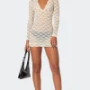 Beck Plunge Neck Sheer Lace Mini Dress