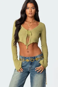 Bekkah Ribbed Knit Tie Front Top