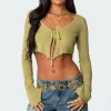 Bekkah Ribbed Knit Tie Front Top