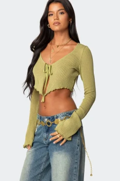 Bekkah Ribbed Knit Tie Front Top