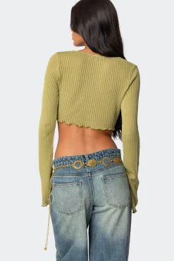 Bekkah Ribbed Knit Tie Front Top