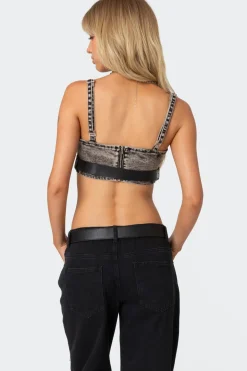 Belted Denim Crop Top