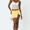 Belted Denim Wrap Mini Skirt