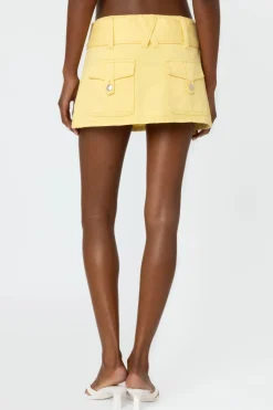 Belted Denim Wrap Mini Skirt