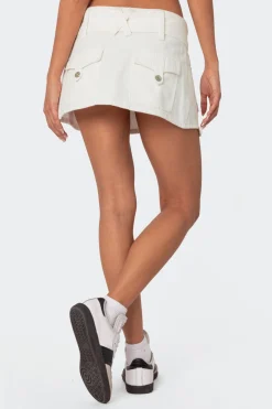Belted Denim Wrap Mini Skirt