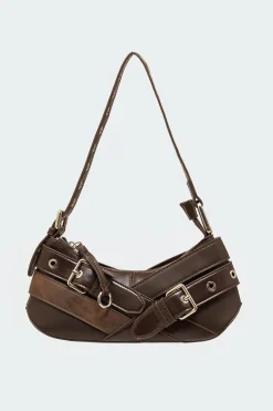 Belted Faux Leather Bag