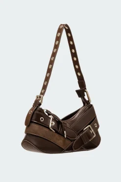 Belted Faux Leather Bag