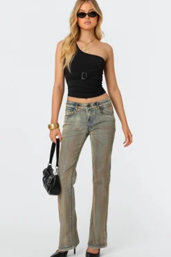 Belted One Shoulder Top