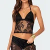Bess Open Back Sheer Lace Top