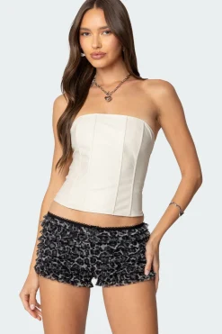 Betty Lace Up Faux Leather Corset
