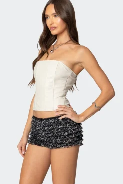 Betty Lace Up Faux Leather Corset