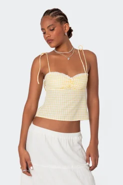 Billie Open Tie Back Gingham Top