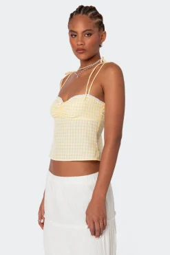 Billie Open Tie Back Gingham Top