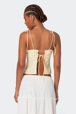 Billie Open Tie Back Gingham Top