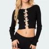 Billy Bow Cut Out Ribbed Crop Top