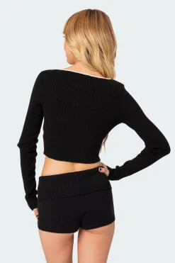 Billy Bow Cut Out Ribbed Crop Top