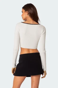Billy Bow Cut Out Ribbed Crop Top