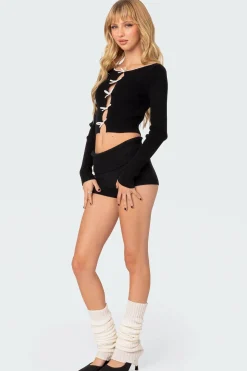 Billy Bow Cut Out Ribbed Crop Top