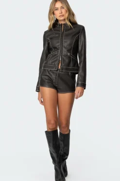 Blaise Faux Leather Micro Shorts