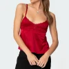 Blanca Satin Lace Trim Tank Top