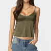 Blanca Satin Lace Trim Tank Top