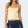 Blanca Satin Lace Trim Tank Top