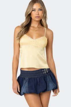 Blanca Satin Lace Trim Tank Top