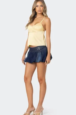 Blanca Satin Lace Trim Tank Top