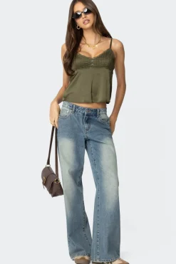 Blanca Satin Lace Trim Tank Top