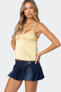 Blanca Satin Lace Trim Tank Top