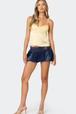 Blanca Satin Lace Trim Tank Top