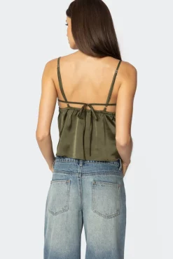 Blanca Satin Lace Trim Tank Top