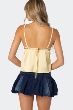 Blanca Satin Lace Trim Tank Top