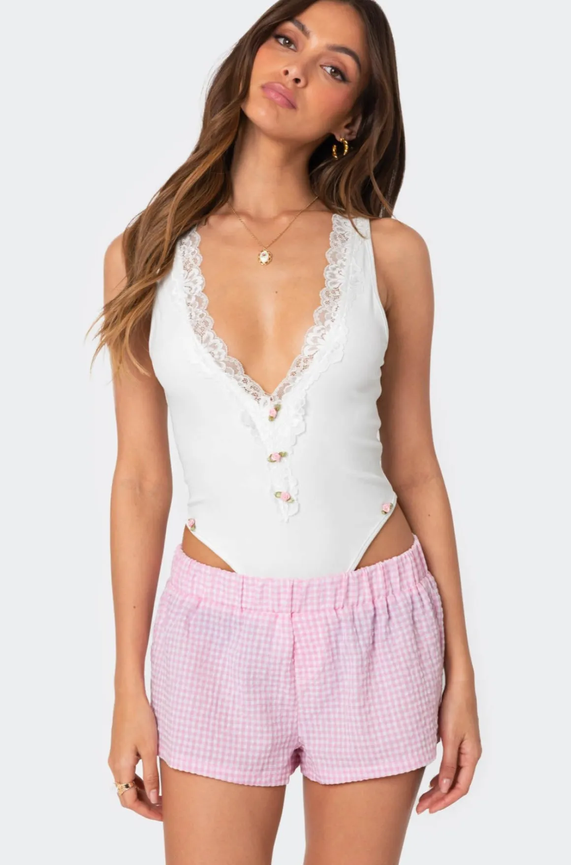 Bloom Lace Trim Ribbed Bodysuit