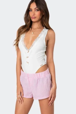 Bloom Lace Trim Ribbed Bodysuit