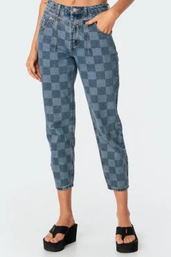 Blue Check Jeans