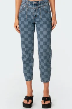 Blue Check Jeans