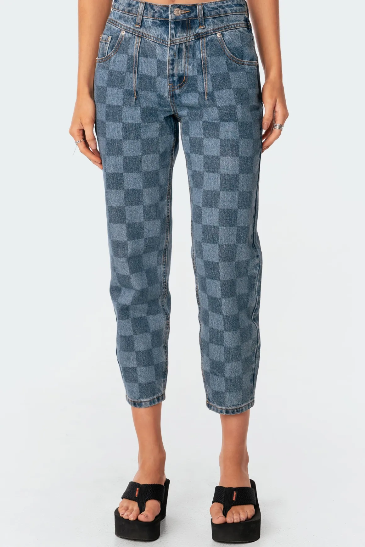 Blue Check Jeans