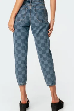 Blue Check Jeans