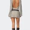 Boat Neck Crochet Mini Dress