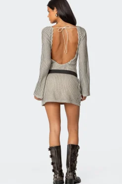 Boat Neck Crochet Mini Dress