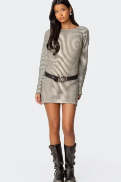 Boat Neck Crochet Mini Dress