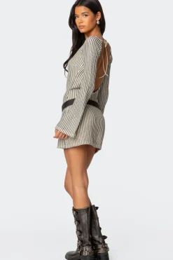 Boat Neck Crochet Mini Dress