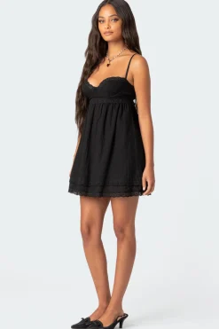 Bonny Lace Trim Cotton Mini Dress