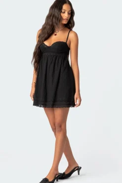 Bonny Lace Trim Cotton Mini Dress