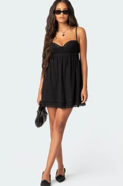 Bonny Lace Trim Cotton Mini Dress