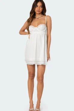 Bonny Lace Trim Cotton Mini Dress